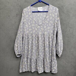 Sadie and Sage Floral Tiered Midi Dress Long Sleeve Spring Boho Size Small‎ USA